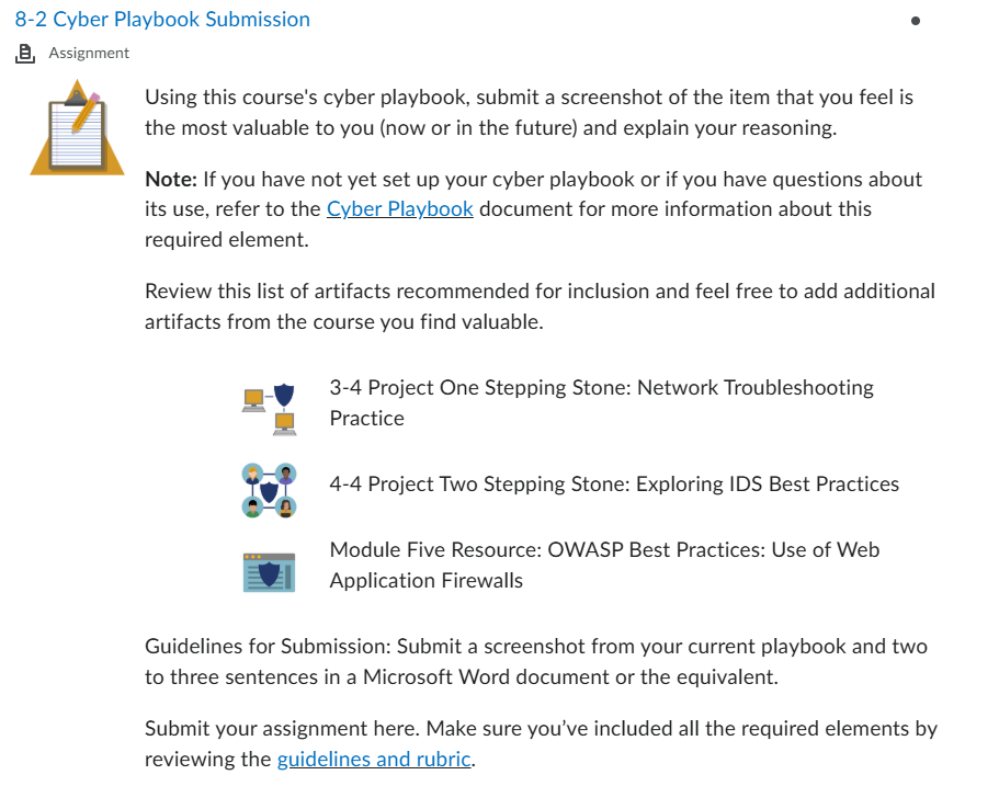 CYB 310: 8-2 Cyber Playbook Submission