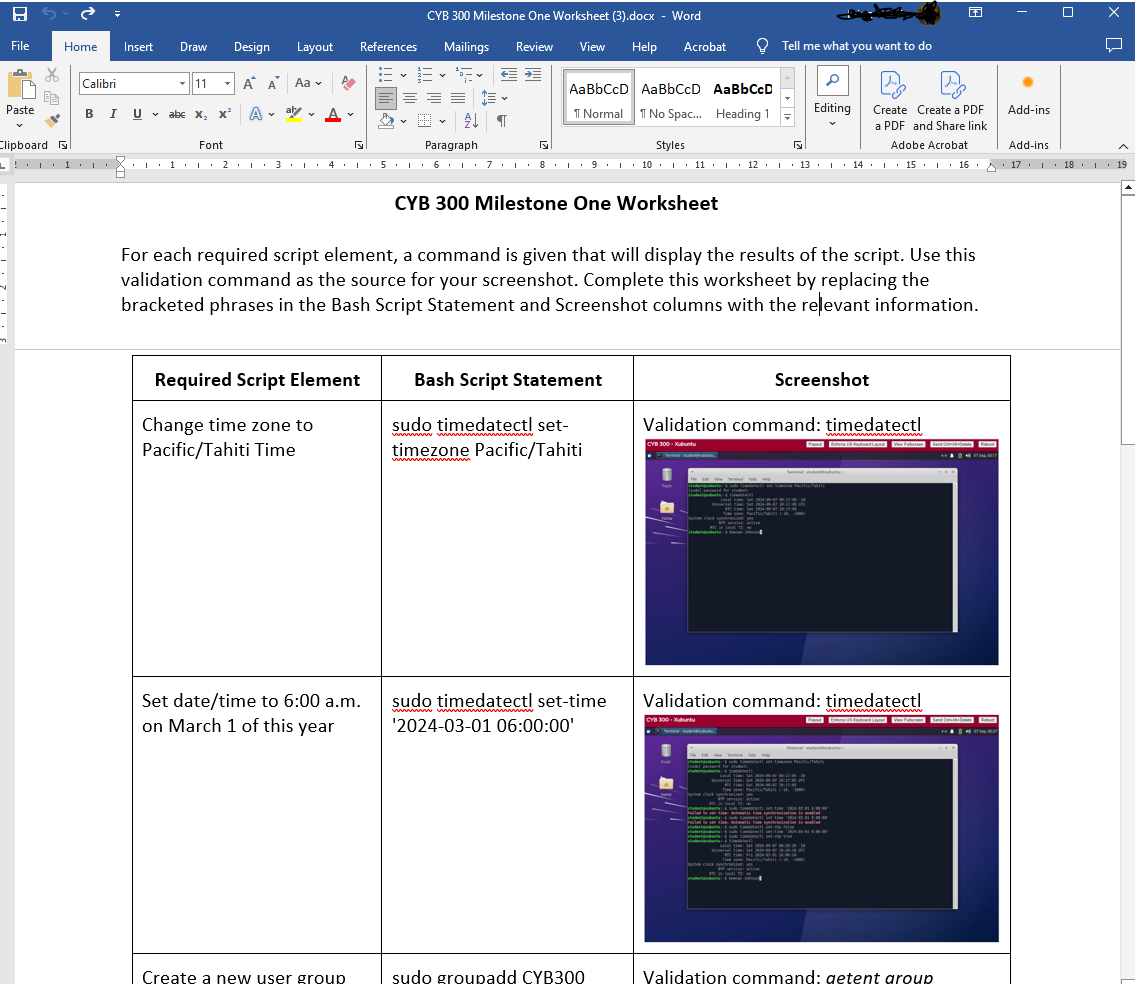 Answer to: CYB 300: 3-3 Milestone One: Scripting for Automation