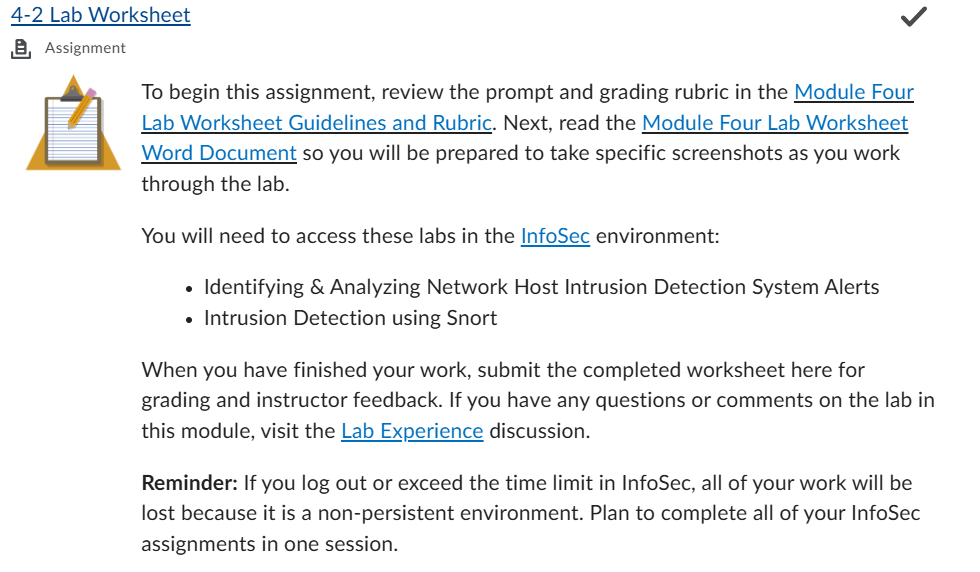 CYB 310 : Module Four Lab Worksheet Guidelines