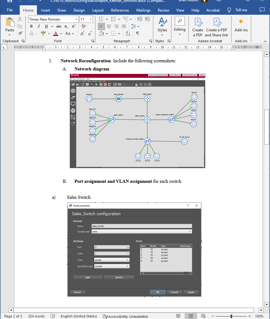 Answers CYB 310: 7-2 Project Three Submission: Restructuring Status Report