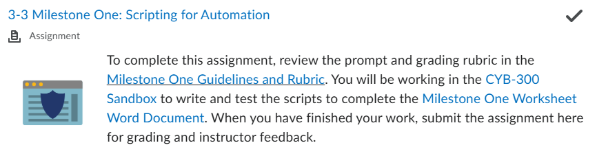 CYB 300: 3-3 Milestone One: Scripting for Automation Assignment