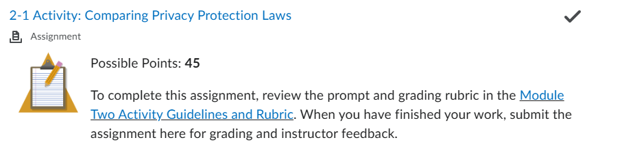 CYB 410 2-1 Activity: Comparing Privacy Protection Laws