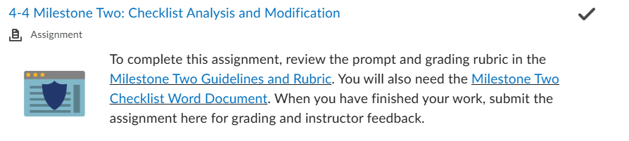 CYB 300: 4-4 Milestone Two: Checklist Analysis and Modification