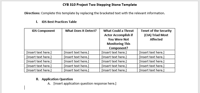 Project Two Stepping Stone Template Word Document